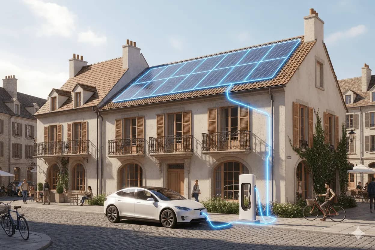 Modern home with solar panels